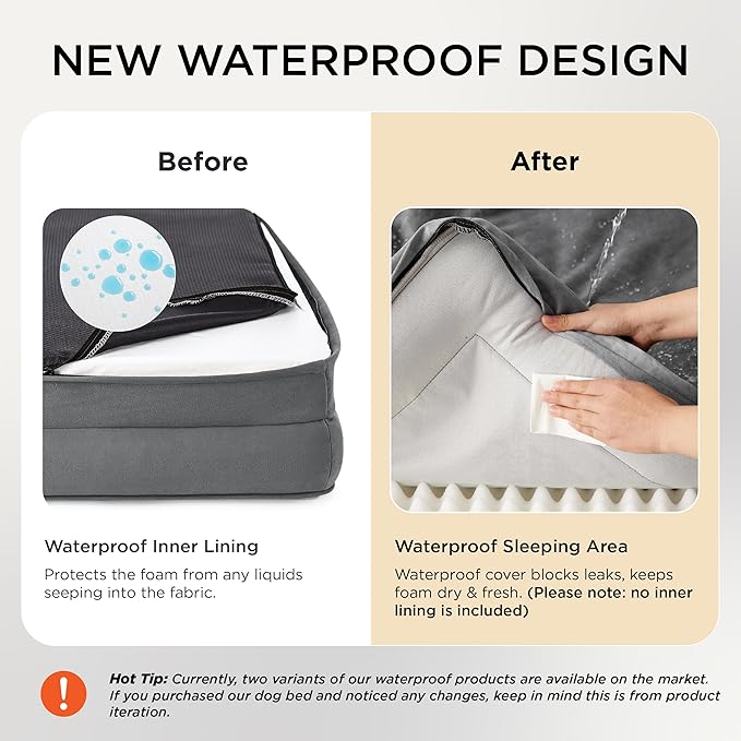 Bedsure XL Plus Orthopedic Dog Bed for Extra Large Dogs - Washable XLarge Dog Cat Bed Waterproof, Comfort Dogs Couch Sofa with Washable Removable Cover, Pet Bed with Nonskid Bottom, Grey, 48"
