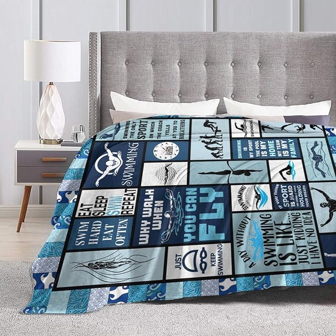 wsradto Swim Blanket Gifts for Swimming Lover Throw Blanket Bedding Cozy Fleece Flannel Lightweight Stuff Plush for Men Women Boys Adults Fans Swimmers for Couch Sofa Bed Home Decor 60"x80"