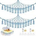 CERETIA Stuffed Animal Hammock with LED Light, Large Stuffed Animals Storage Corner Plushie Net for Kids Room Decor, 2 Packs Baby Blue