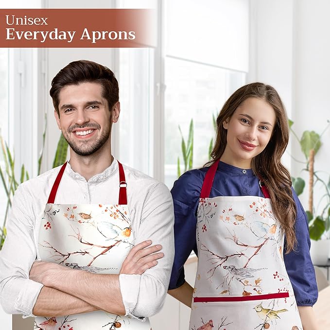 Maison d' Hermine 100% Cotton Apron for women with Pocket Kitchen Chef Apron for Men Cooking Gardening Server Waitress