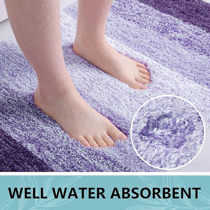 Arotive Microfiber Bathroom Rugs, Shaggy Soft and Absorbent Bath Rug, Non-Slip, Thick Plush Machine Washable Dry Bath Mats for Bathroom, Tub and Shower, 45x27, Dark Purple, Rectangular