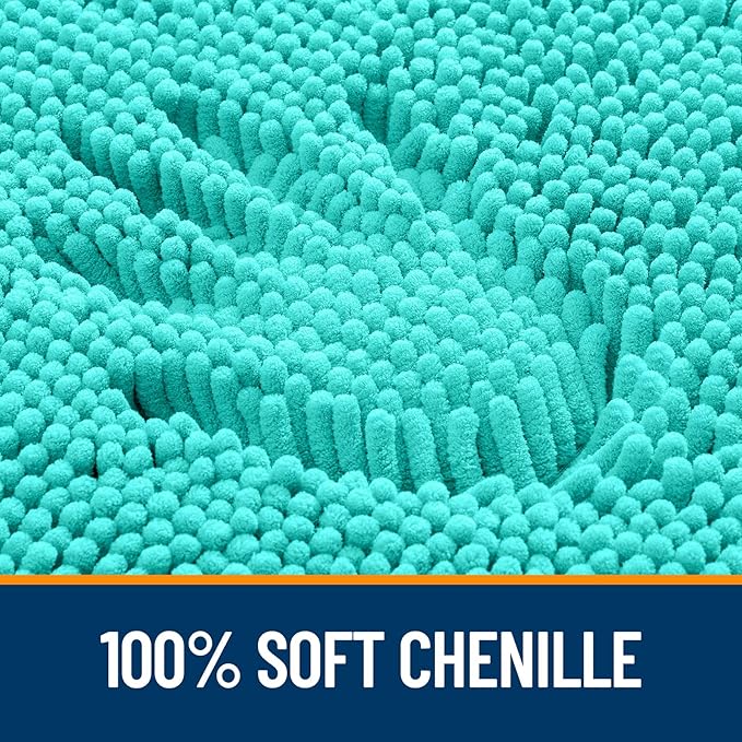 OLANLY Bathroom Rugs 70x46, Extra Soft Absorbent Chenille Bath Rugs, Rubber Backing Quick Dry, Machine Washable Bath Mats for Bathroom Floor, Tub and Shower, Home Decor Accessories, Teal
