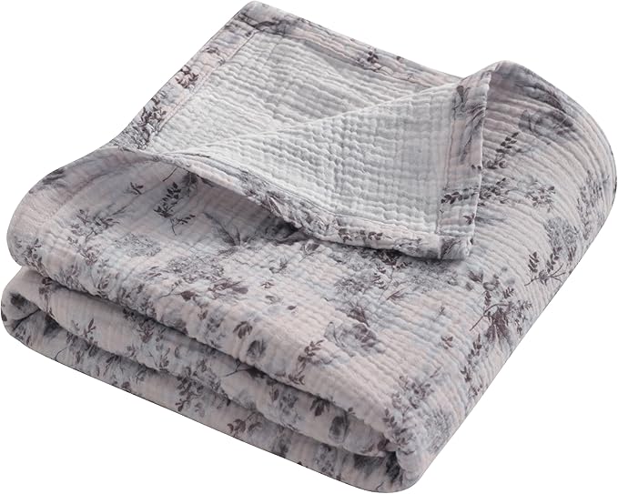 NTBAY 2 Layer Muslin Cotton Baby Swaddle Blanket, 30x40 Soft and Breathable Receiving for Newborns and Infants, Perfect for Crib, Stroller, Travel, Lightweight Nursery Blanket, Vintage Bloom