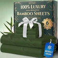 DECOLURE 100% Viscose Derived from Bamboo Sheets California King Size - Luxury 6 Pc Naturally Cooling Sheets, Ultra Soft Bed Set - Deep 17" Pockets, Double Stitching, Oeko Tex Standard (Olive)