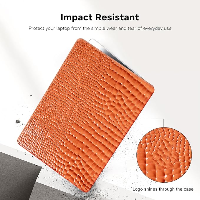 BYCeKe Crocodile Case for MacBook Air 13 inch M4 M3 M2 2025-2022 A3240 A3113 A2681,for Mac Air M4 Alligator Snake Textured Leather Glitter Glossy Cute Hard Shell&Keyboard Cover for Mac Air 13.6,Brown