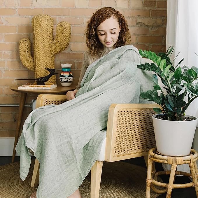 Little Unicorn Premium Cotton Swaddle Baby Blanket | Breathable Fabric | for swaddling, Play, Nursing & More (Cactus Lines)