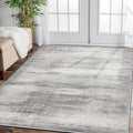 COMSLE Door Mat, Front Door Mat Indoor for Entrance Faux Wool Absorbent Non Slip Modern Throw Rug for Entryway Bedroom Muddy Paws - Pet Friendly, 47x71 Inches,Linear Gray Machine Washable