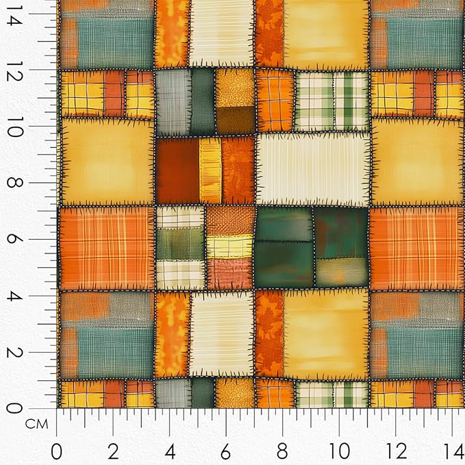 Patchwork Sunflower Cotton Fabric Panel – Six 10×10 inch Designs + Bonus 29.5×19.6 inch Patchwork Sheet, 100% Turkish Cotton 140 GSM