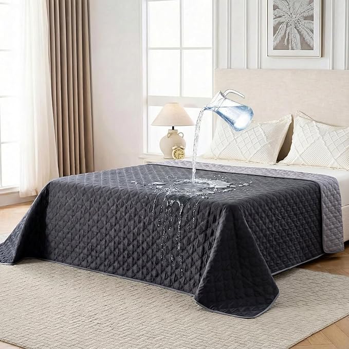 FunFurry Waterproof Dog Blanket, Couch Cover for Dogs Washable, Reversible Dog Bed Cover.(Dark＆Light Grey, 82 X 102 Inch - 1 Pack)