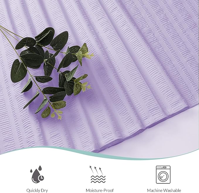 Aiyufeng Light Purple Shower Curtain for Bathroom, Embossed Textured Fabric Shower Curtain for Bathroom - Soft Cloth & Hotel Spa, Machine Washable, 72X84, Light Purple