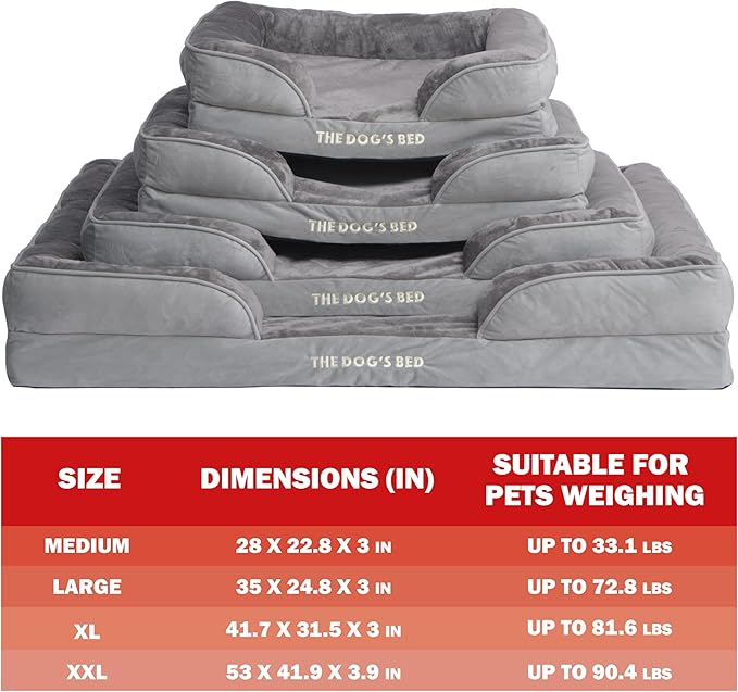 The Dog's Bed Replacement Outer Cover for The Dog's Bed Orthopedic with Sides, Washable Fabric, Medium Silver Grey Flannel, Veterinary Approved