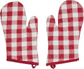 VHC Brands Cotton Oven Mitt Set of 2, Heat Resistant, Baking Glove Pot Holder, Kitchen Mitts, Annie Buffalo Check Collection, 12.5x8, Country Red & White Checkered