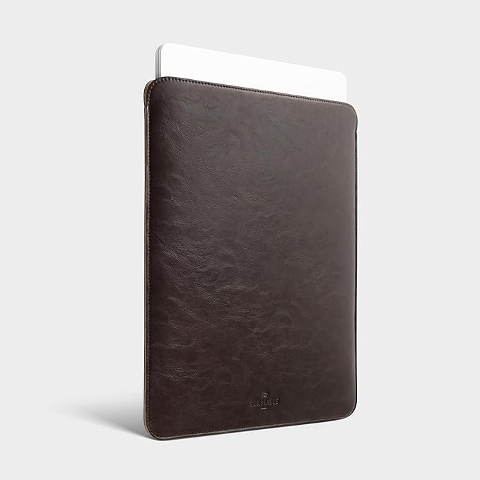 Comfyable Laptop Sleeve 14 Inch Precisely Compatible with MacBook Pro M5 M4 M3 M2 M1 Pro/Max 2025, Faux Leather Cover Case 14 in, Dark Brown