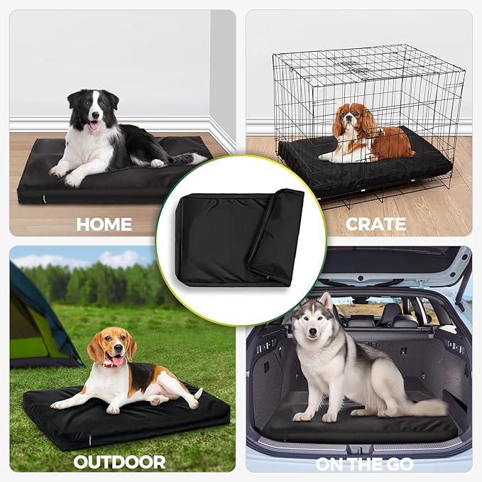 Waterproof Dog Bed Cover Replacement Washable, Easy to Clean, Pet Hair Resistant, Heavy Duty Oxford, Zipper Closure, Indoor/Outdoor Use, Fits 38 Inch Dog Crate - Large - 36"x 27"x 3" - Black