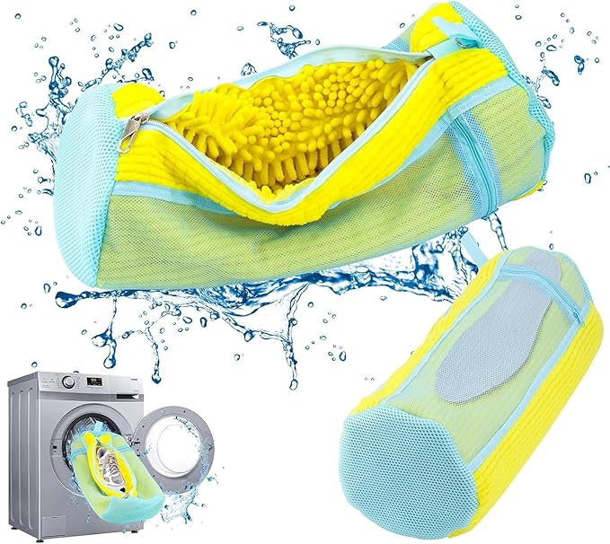 Meruya Shoe Washing Machine Bag - Set of 2 Shoe Washing Bags, Side Mesh for Insoles Sock, 360° Deep Clean Laundry Bag, Reusable Shoe Bag for Washing Machine, Shoe Cleaning Bag for Sneakers