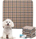 ESGPET Washable Pee Pads for Dogs - 34”x36” 6PCS, Whelping Pad for Puppy Training, Playpen Crate Bed Floor Protector, Reusable Dog Potty Pads Non-Slip, Super Absorbent & Odor Controlling, Brown Plaid