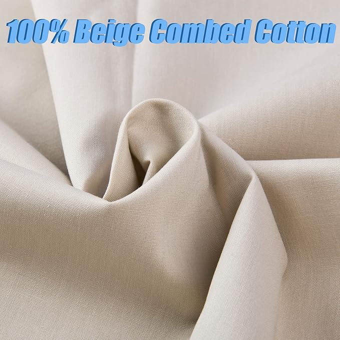 WAFASSZD 2 Yard Beige Cotton Fabric,Natural Cotton Poplin Fabric by The Yard,59 Inches Wide 100% Cotton,Soft Embroidery Muslin Quilting Material for Sewing Material Apparel Cloth