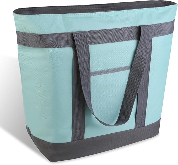 mosago Reusable Grocery Tote Bags, Insulated Cooler Shopping Bag for Women/Men, Pizza/Food Delivery Bags to Keep Food Hot/Cold for Commercial Food Transport, Cooler Bag for Travel/Beach/Picnic, Green