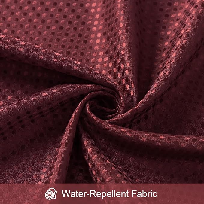 Craidlela 3 in 1 Stall Half Size Burgundy Shower Curtain Set-36 W x 72 H, Modern Waffle Waterproof Fabric and PEVA Liner Set with Stainless Steel Hooks
