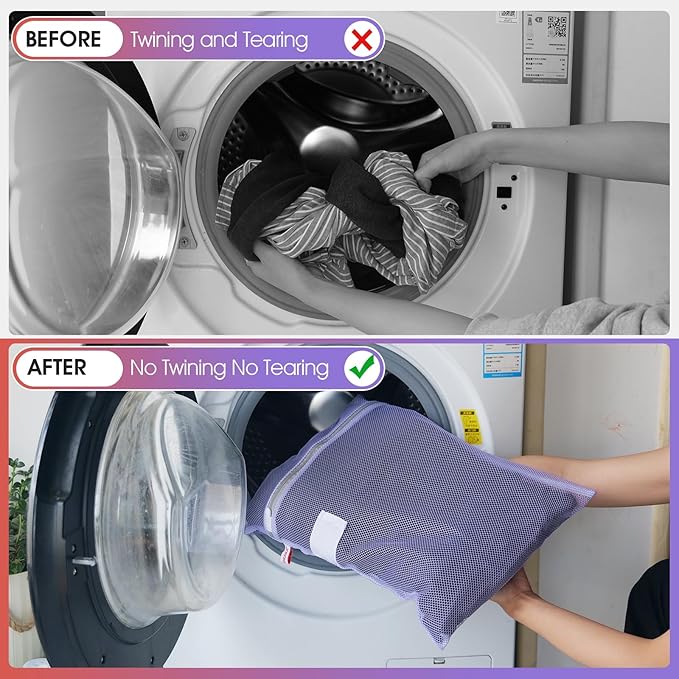 OKAKA 5-Pack Mesh Laundry Bags with ID Label, Sturdy Laundry Bags for Delicates, Hosiery, Underwear,Travel and Organize- 5 Color(14x20 Inch)