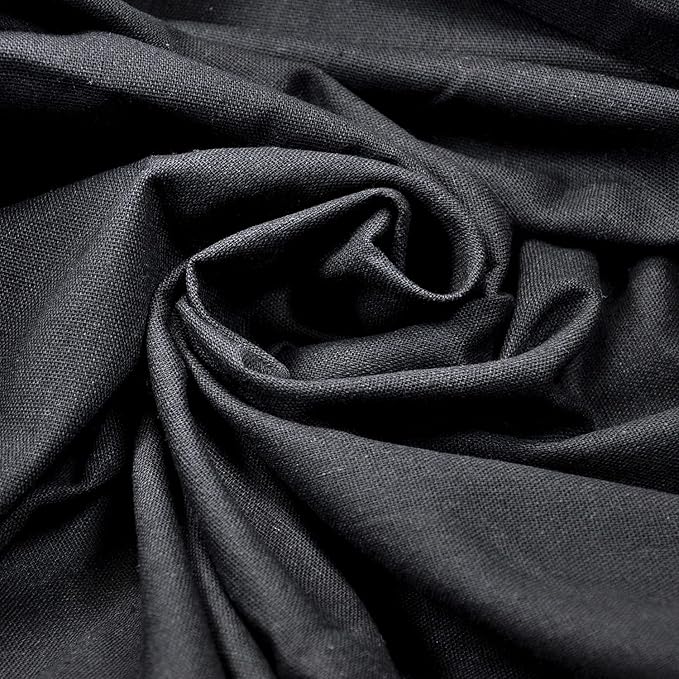Linen Pre-Cut Qilting Fabric by The Yard Entelare(Black,2yds)