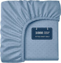 Lane Linen 100% Egyptian Cotton King Size Fitted Sheet Only (79"x81" + 16") - Elegant Sateen Weave, Ultra Soft, Breathable, Highly Durable, Deep Pockets Upto 17" - Swiss Dot French Blue
