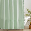 MONDAY MOOSE Scalloped Waffle Weave Shower Curtain with Rustproof Metal Grommet Holes for Bathroom, Machine Washable, Hooks Included (72x72 inch, Dark Green/Light Sage)