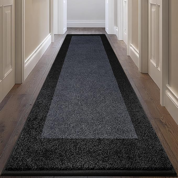 DOMUSTEX Machine Washable Runner Rug 32" x 96", Non Slip Kitchen Mat for Floor, Absorbent Entryway Rug for Kitchen, Bedroom, Living Room, Hallway, Door (Roll Packing)