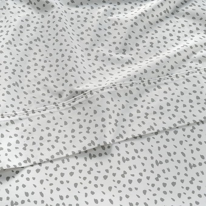LANE LINEN Cal King Sheet Set – 450 Thread Count 100% Cotton Bedsheets, Soft Sateen Weave, 15” Deep Pocket Fully Elasticized Fitted Sheet, Hotel Quality Bedding Sheets & Pillowcases, Misty Dot