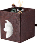 Lorteme Tissue Box Cover, PU Leather Square Tissue Box Holder with Upper Storage Tray for Bathroom/Countertop/Nightstand/Office Table - Antique