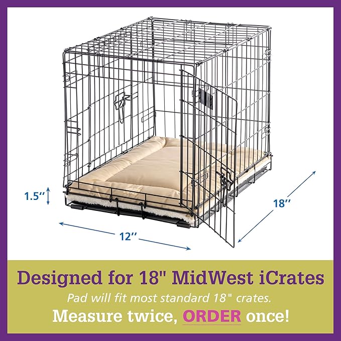 Pet Dreams Dog Crate Pad - Washable Kennel Mat, Crate Pads for Dog Cages, Non-Toxic, Flat Indoor Cat Bed, Fits iCrate 18, 24, 30, 36, 42, 48 Inches (Grey, X Small, 18")