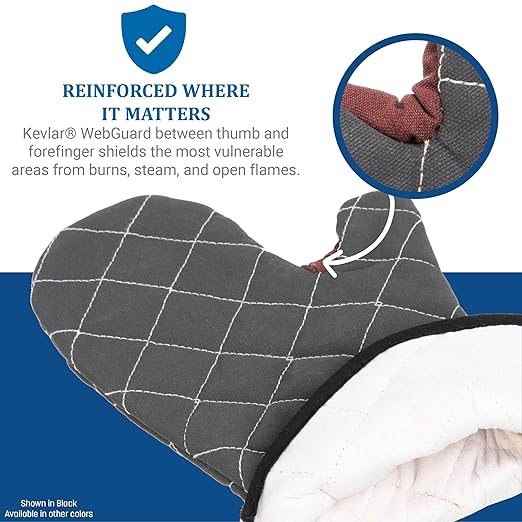 San Jamar 800FG15 BestGuard Commercial Heat Protection Up to 450° F Oven Mitts (Pair), 15" Length, Tan