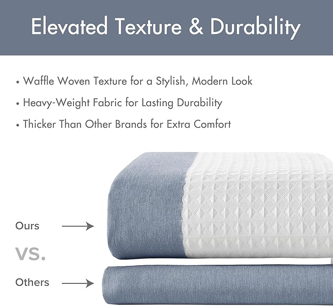 Madison Park Shower Curtain Spa Waffle Weave Long Shower Curtain for Bathroom 3M Scotchgard Moisture Management, Spa Quality Modern Shower Curtains for Bathroom, Long: 72x78 Indigo Blue