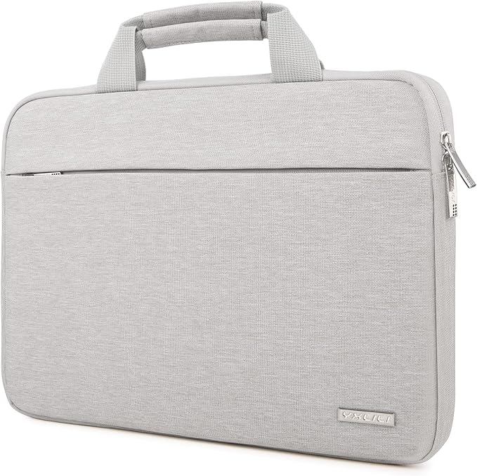 YXLILI Laptop Sleeve Case 15.6 Inch with Handle, Waterproof, Anti-Scratch, Shockproof Protective Computer Bag, Large Storage & Multi-Pocket Design-Light Grey