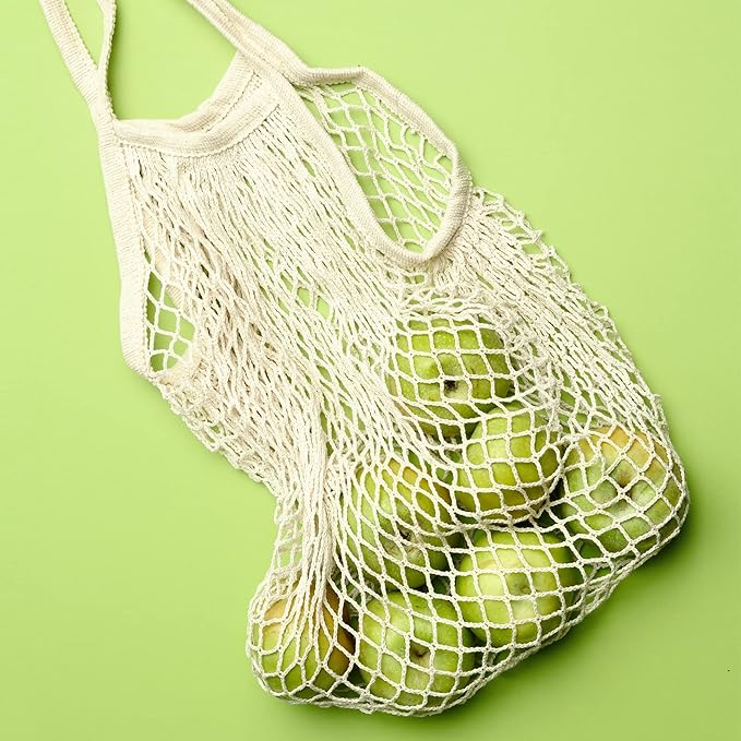 DRWSSR 2pcs Fashion Storage Mesh Bag Reusable Fruit Mesh Bag Shopping Mesh Bag Pure Cotton Portable Mesh Bag Shopping Bag