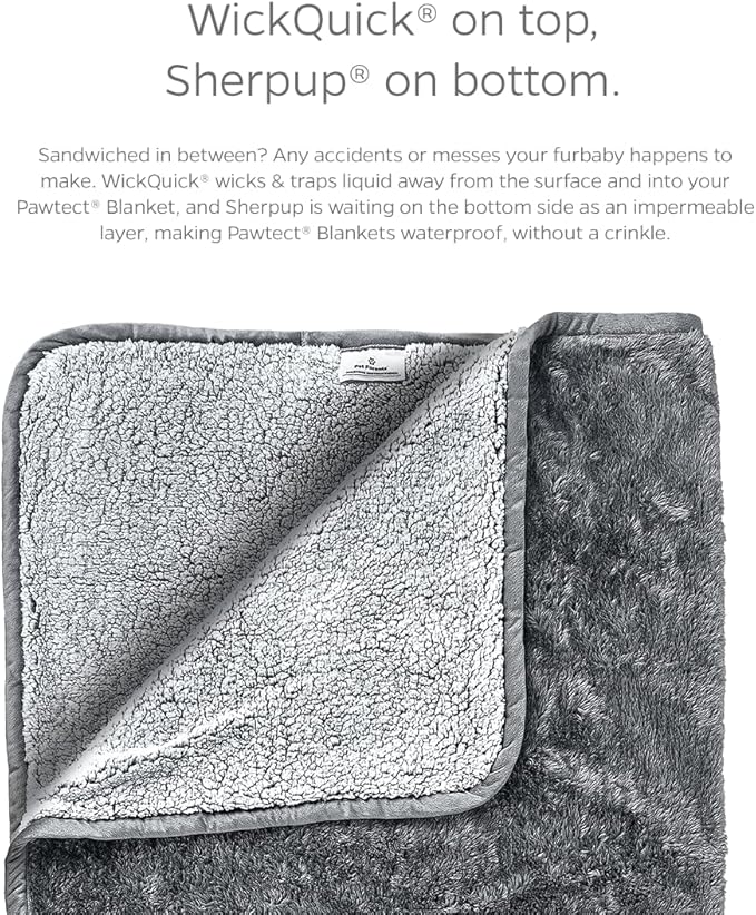 Pet Parents Pawtect Premium Waterproof Cat & Dog Blanket with WickQuick & Sherpup Technology, Puppy & Cat Blanket, Slate 24x32
