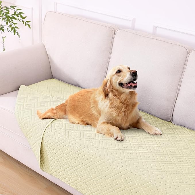 hyha Waterproof Dog Blanket, Soft Dog Bed Cover Pet Blankets, Waterproof Sofa Couch Cover for Dogs Washable, Reversible Pet Couch Covers for Sofa Furniture (40x70 Inch, Beige/Beige)