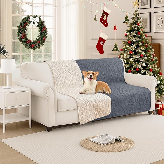 CYCMACO Waterproof Dog Bed Cover, Non-Slip Dog Blanket for Couch, Couch Covers for Dogs Washable, Pet Blanket for Furniture, Pet Bed Mat for Sofa, Car, Pet Supplies (52x82 Inch, Dark Grey)