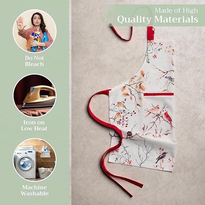 Maison d' Hermine 100% Cotton Apron for women with Pocket Kitchen Chef Apron for Men Cooking Gardening Server Waitress