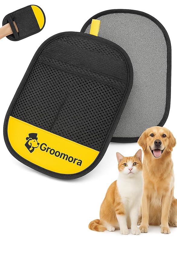 Groomora Reuseable Pet Hair Removal Glove – Electrostatic Dog & Cat Fur Remover for Furniture, Carpets, Clothing & Car Interior – Washable Multi-Surface Pet Hair Cleaner Tool