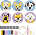 Punch Needle Coaster Kit for Adults Beginners, Easy Punch Embroidery Starter Set with Instructions – Fun Mug Rug Making Kit for Table Decor & Festival DIY Gifts (6pcs Cute Dogs)