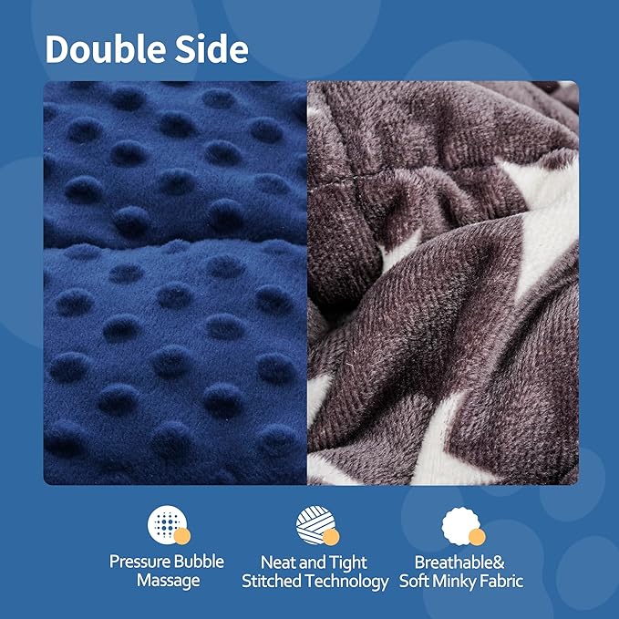LaSyL Weighted Blanket for Pets | Thunder Blanket for Dogs Anxiety | Premium Soft Minky | Relaxation & Calming & Anti Anxiety | Blue Grey Star, Washable Medium 32" L x 40" W