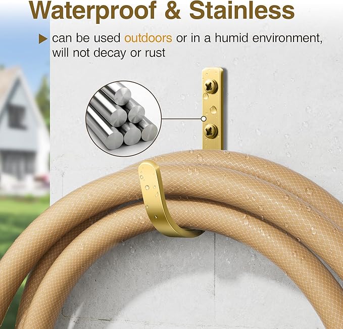 Josmimic 10 Pack Wall Hooks for Hanging Towel/Coat - 22LB Screw in Metal Hanger Wall Mount, for Outdoor, Closet, Door, Bathrooms, for Backpack, Robe, Brushed Gold