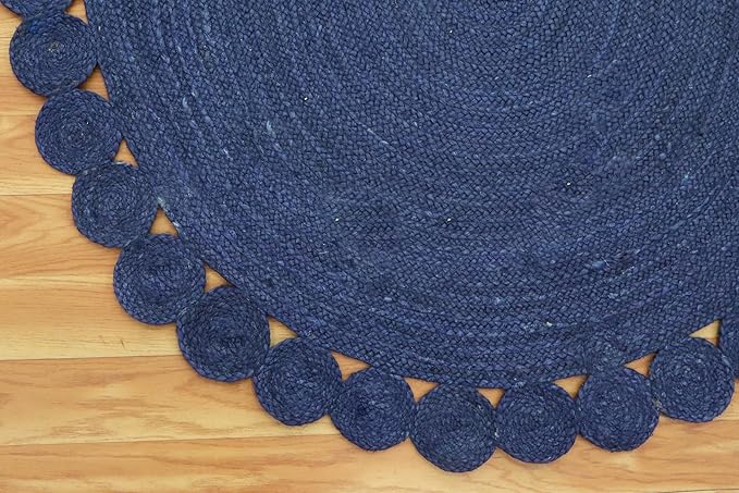 Oval Rug 5x7 Area Rug Kilim Rug Blue Solid Design 0.27 inches ThickIndoor Outdoor Rug Flatweave Rug High Traffic Area Lake House Bedroom Dining Room Living Room