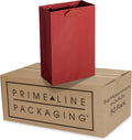 Prime Line Packaging Red Gift Bags with Handles, Mini Kraft Paper Goodie Bags for Christmas, Holiday, Treats, Wrapping, Shopping, Party Favors, Bulk, 6x3x9, 50 Pack