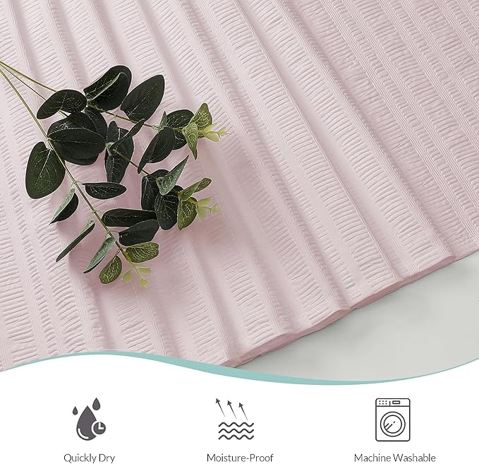 Aiyufeng Moga Extra Long Pink Shower Curtain 96 Inch Long, Embossed Texture Fabric Bathroom Shower Curtain, Large Hotel Bath Curtain with 12 Holes, 72Wx96H, Pink