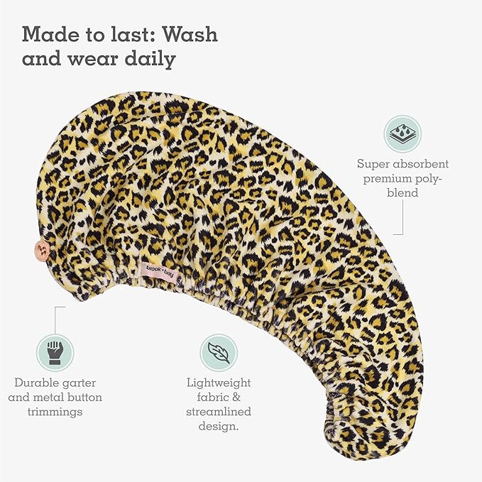 Brook + Bay Microfiber Hair Towel Wrap - Quick-Dry Absorption & Microfiber Towel - Anti-Frizz Styling & Hair Plop Technique