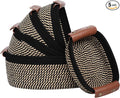 ECDYQXVU 5 Piece Storage Baskets Small Woven Basket with Detachable Leather Handle, Cotton Rope Shelf Baskets for Closet Organizers, Different Sizes Basket Decor, Black Brown