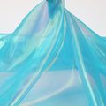 Sheer Iridescent Organza Fabric 58 Inches Wide - 5 Yards Precut - Shinny Wedding Party Decor Fairy Costume Voile Doll Clothes Sewing - Cyan Blue