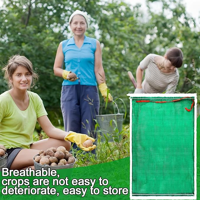 SATINIOR 60 Pcs Large Mesh Storage Produce Bags 21'' x 32'' Mesh Onion Bags 50 Lbs Reusable Vegetable Storage with Drawstring Potato Sacks for Onion Potato Citrus Fruit Produce Firewood